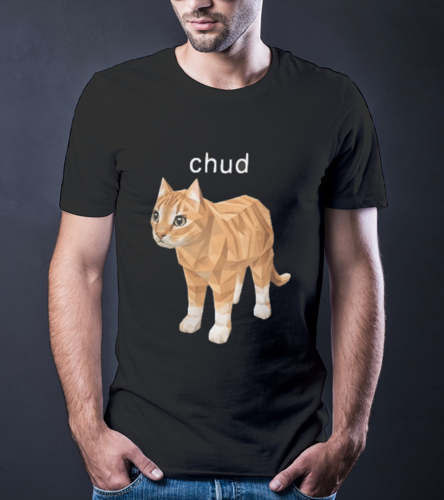 Chud Low Poly Geometric Orange Tabby Cat T-Shirt