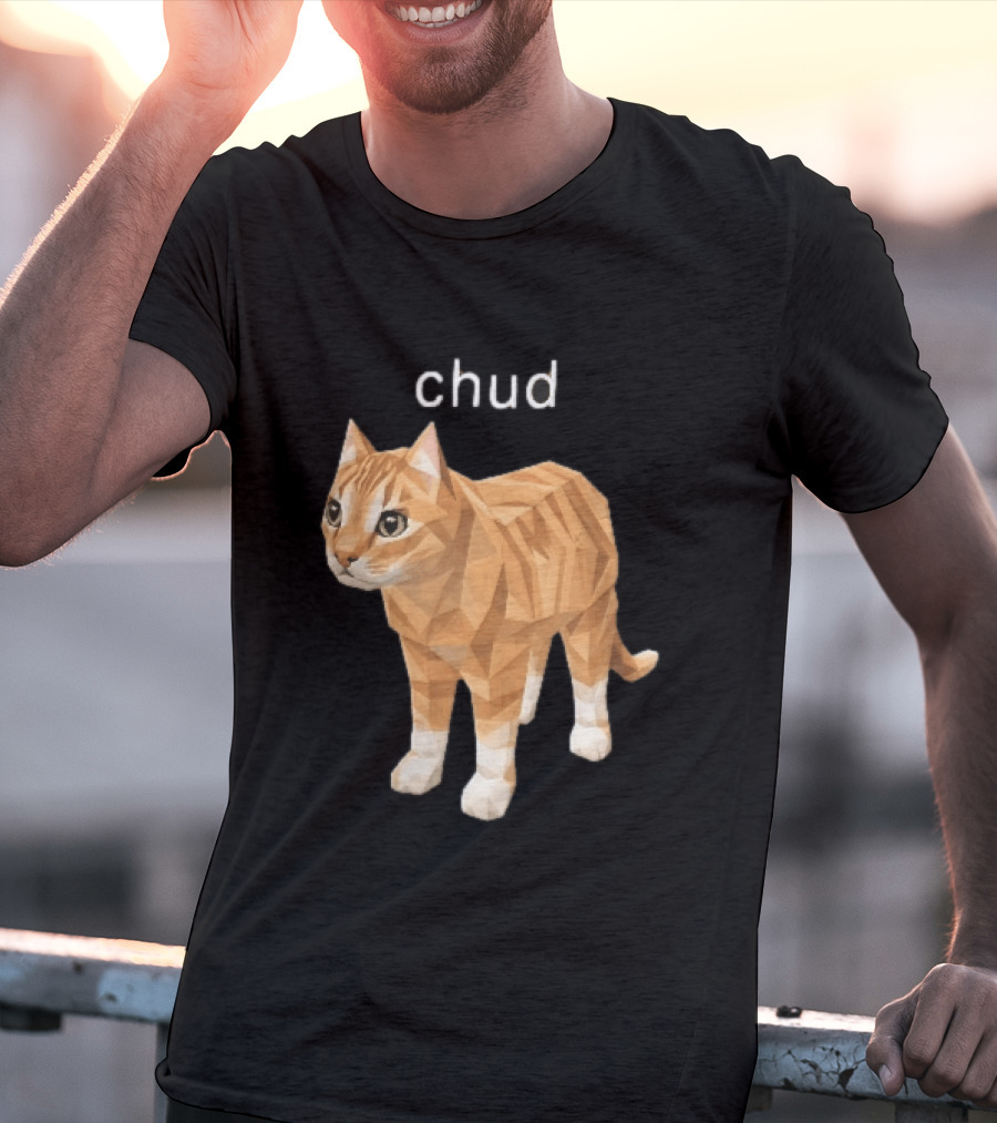 Chud Low Poly Geometric Orange Tabby Cat T-Shirt