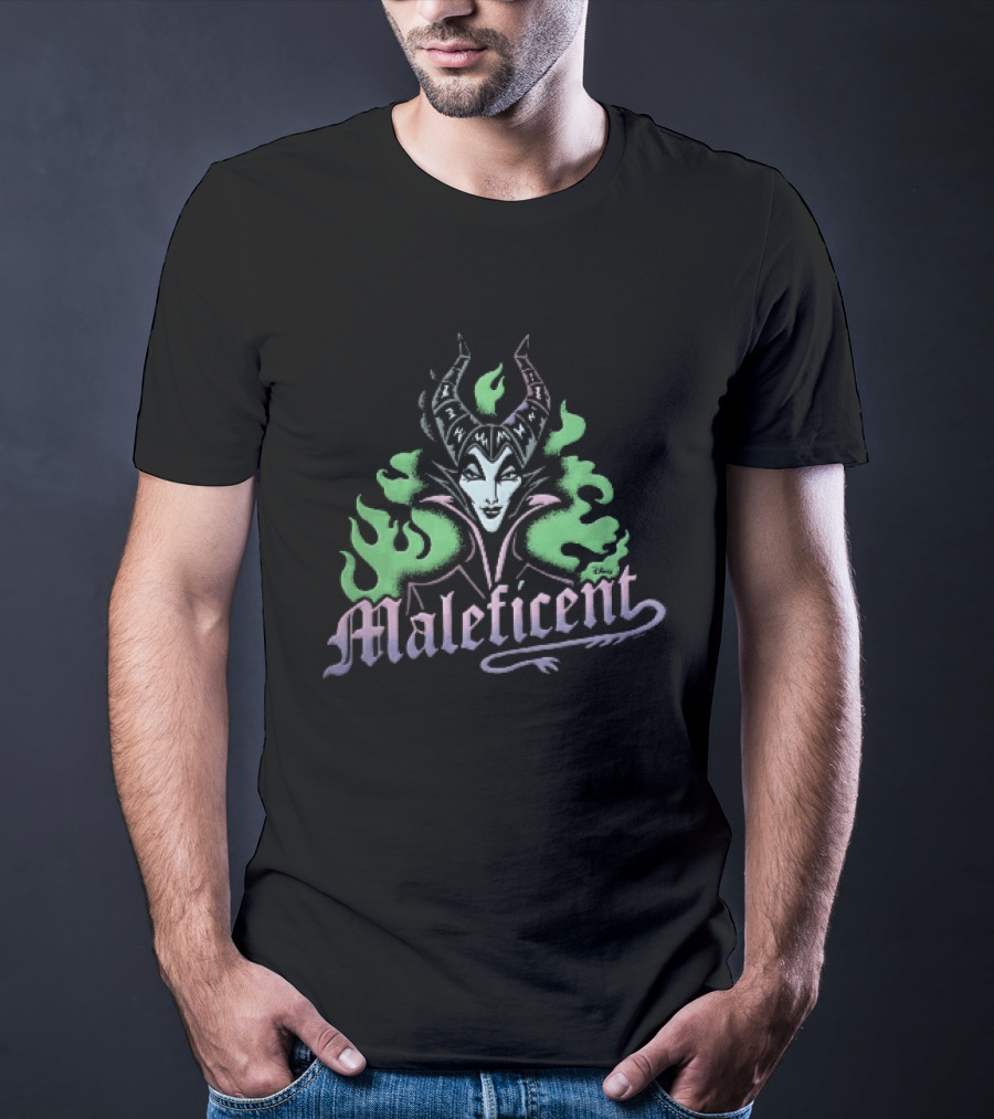 Disney Maleficent Horned Villain Green Flames T-Shirt