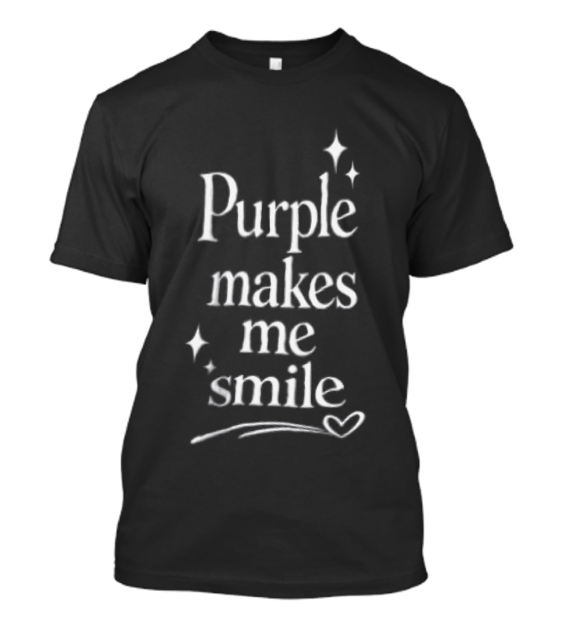 Purple Makes Me Smile Text With Stars And Heart T-Shirt