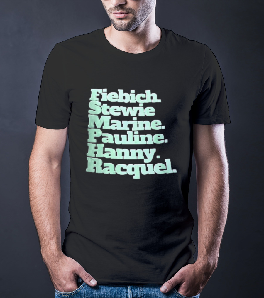 Fiebich Stewie Marine Pauline Hanny Racquel Mint Green Stacked Name List T-Shirt