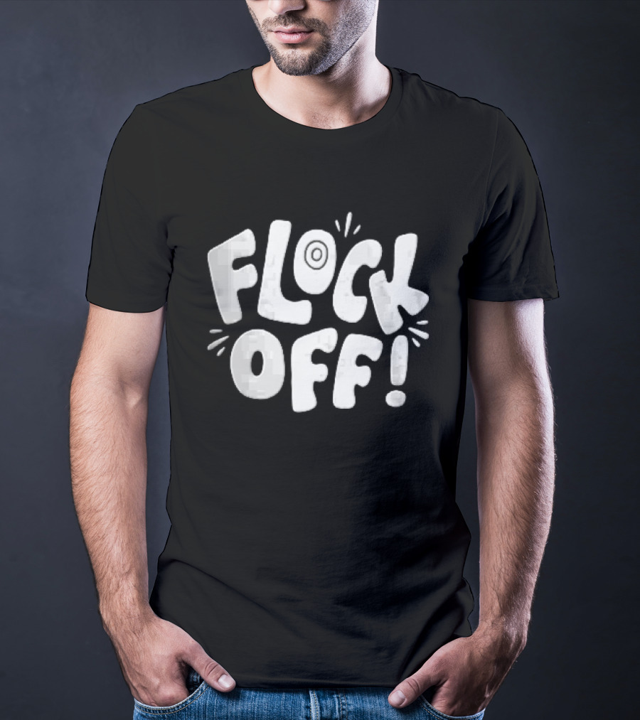 Flock Off! Doodlebymeg White Bubble Lettering With Decorative Sparks T-Shirt