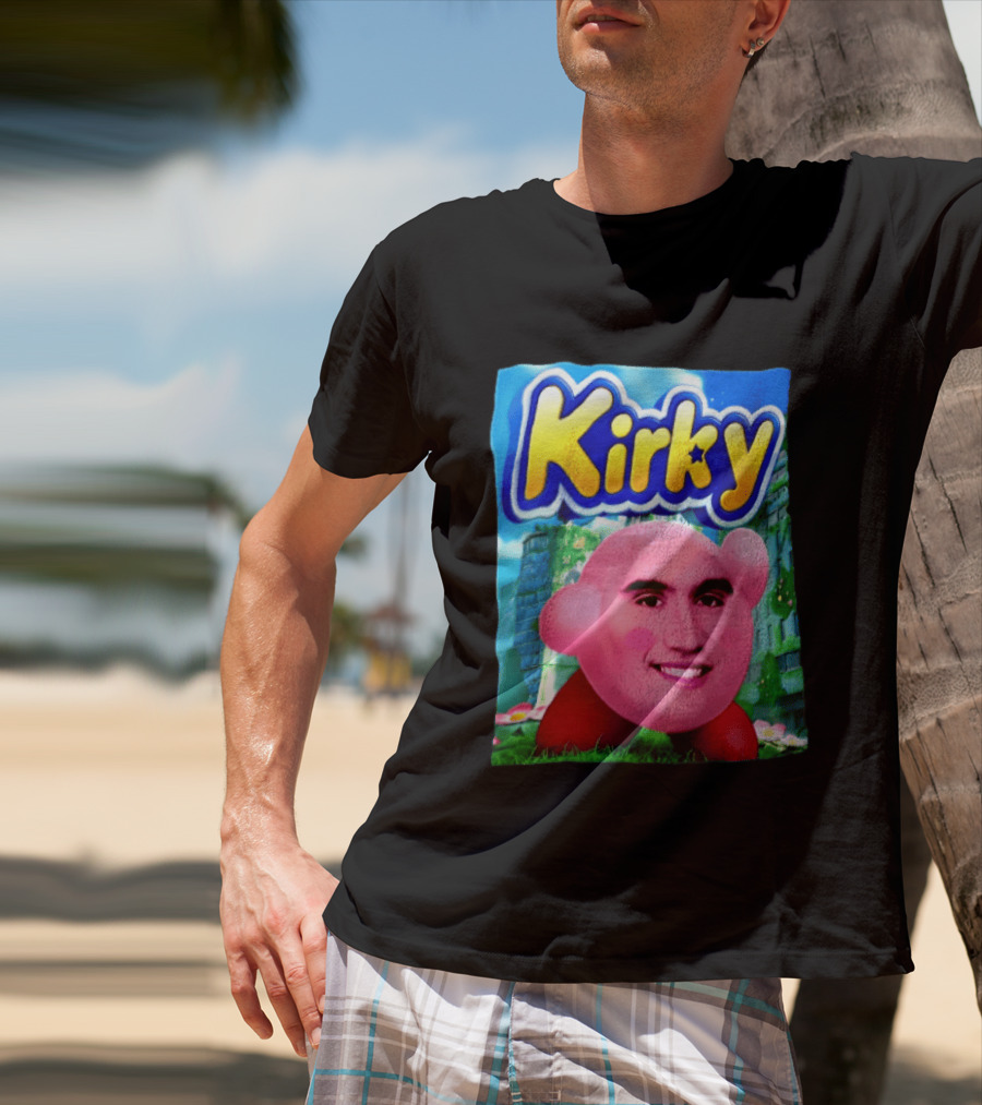 Kirky Kirby Nintendo Inspired Face Mashup Retro Gaming Nostalgia T-Shirt