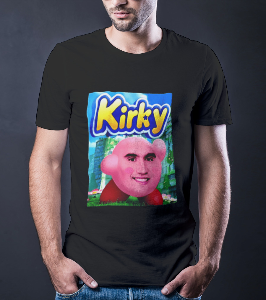 Kirky Kirby Nintendo Inspired Face Mashup Retro Gaming Nostalgia T-Shirt