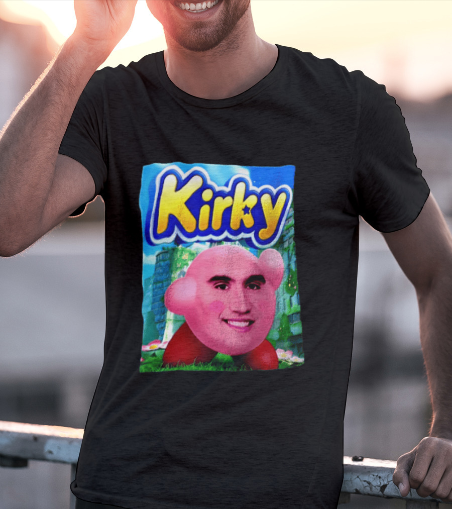 Kirky Kirby Nintendo Inspired Face Mashup Retro Gaming Nostalgia T-Shirt