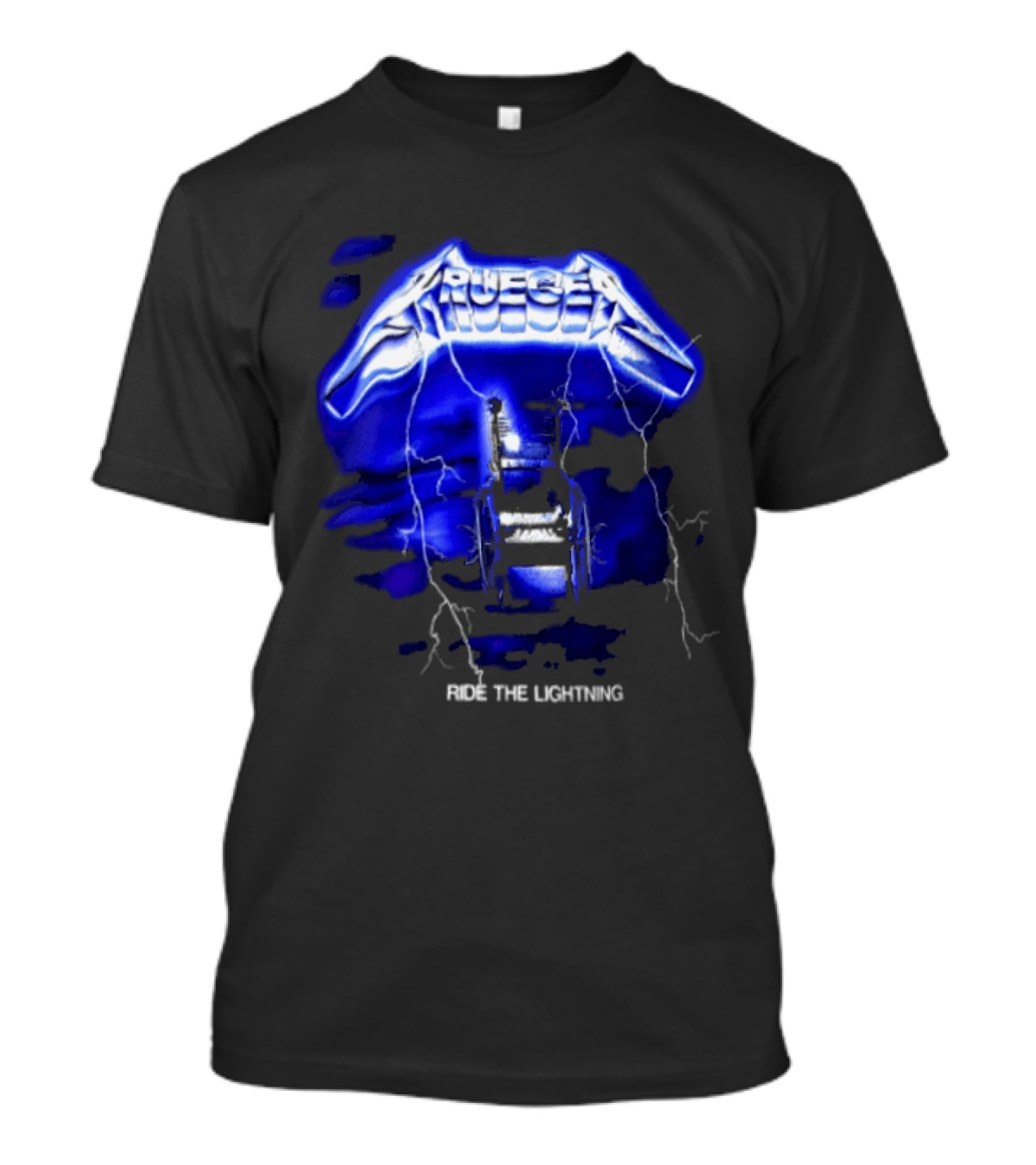 Krueger Ride The Lightning Wheelchair Electric Blue Thunderbolt T-Shirt