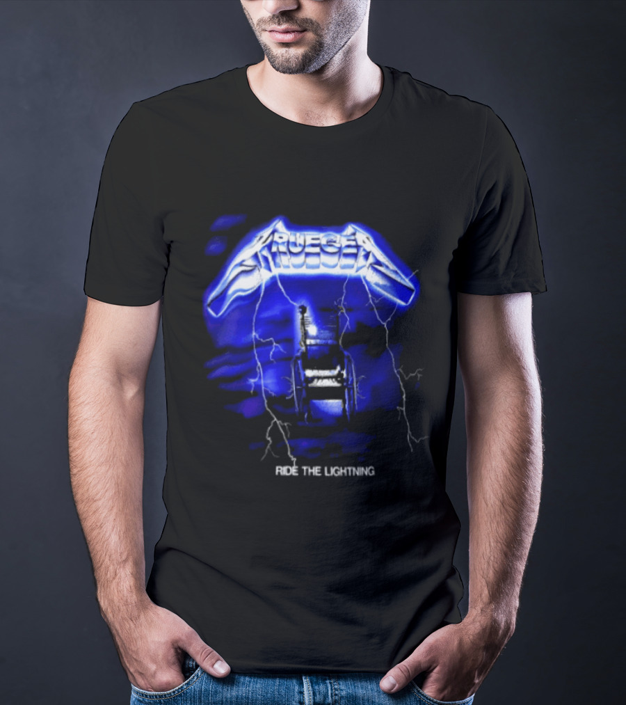 Krueger Ride The Lightning Wheelchair Electric Blue Thunderbolt T-Shirt