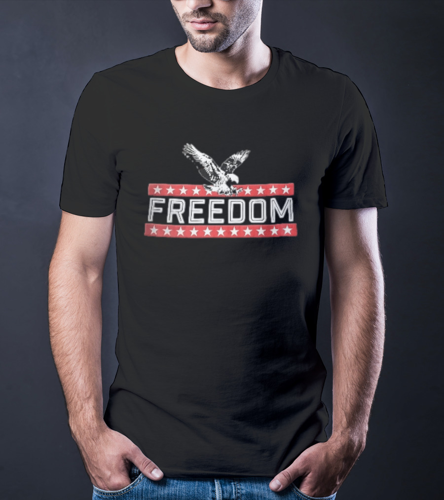 Freedom Swooping Eagle With Stars And Stripes Banners T-Shirt