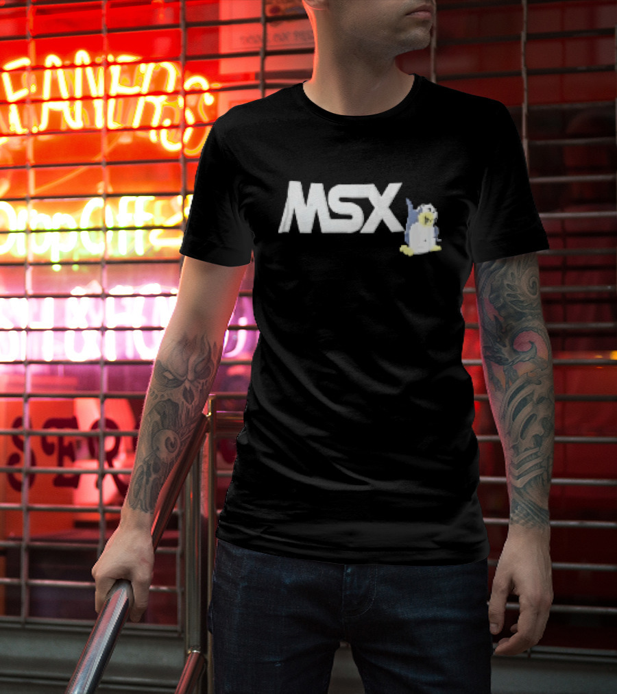MSX Classic Pixel Penguin Video Game T-Shirt