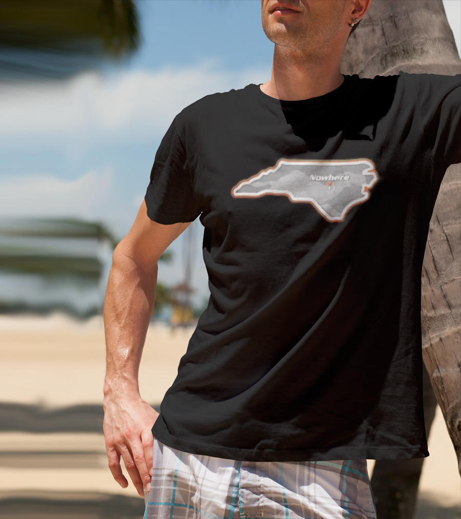 Nowhere North Carolina State Orange White Border Location Pin T-Shirt