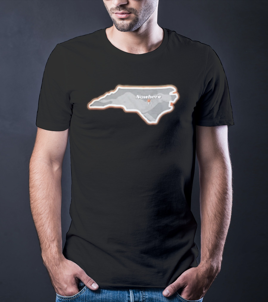 Nowhere North Carolina State Orange White Border Location Pin T-Shirt