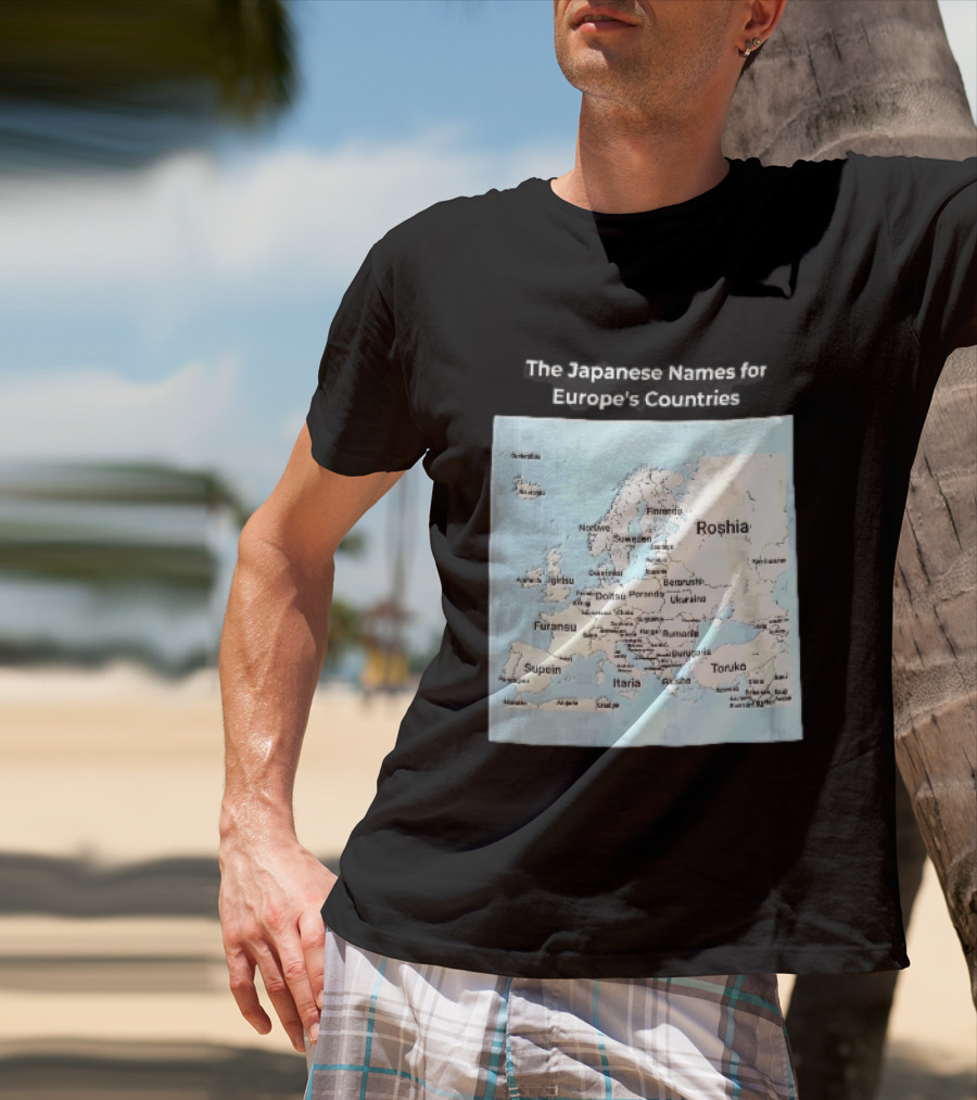 The Japanese Names For European Countries Map With Labels T-Shirt