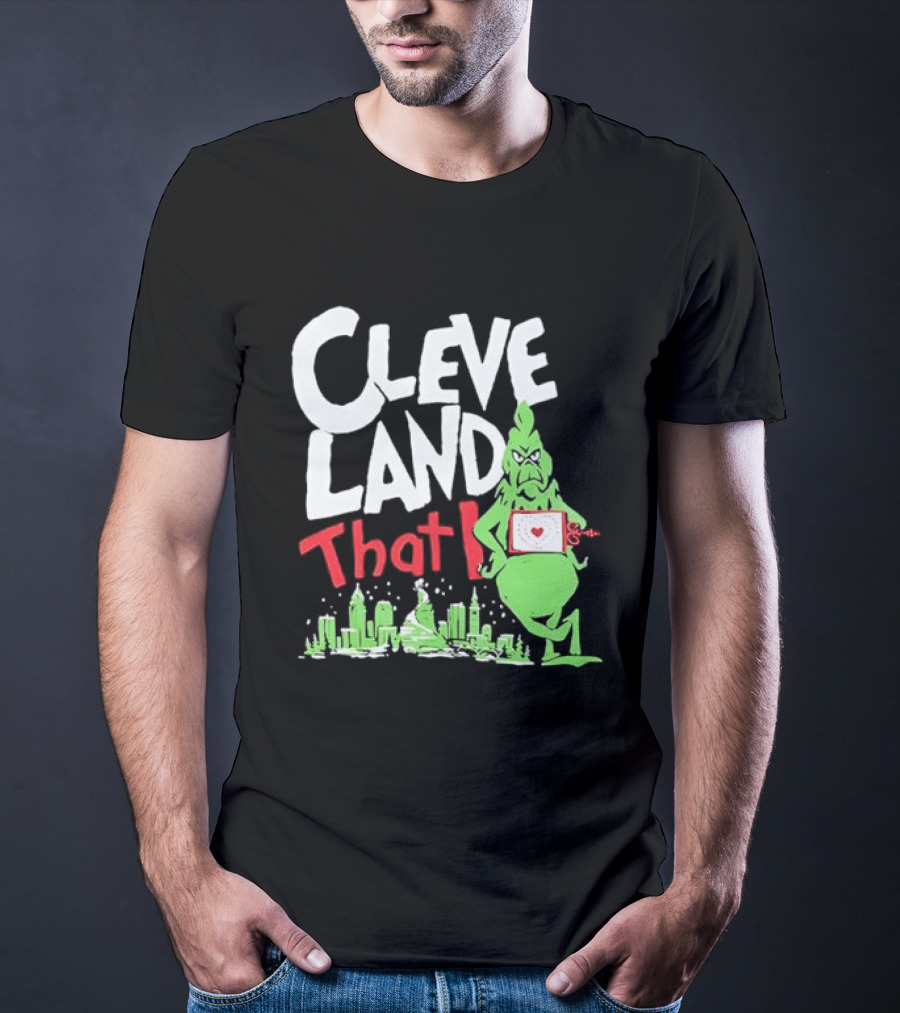 Cleveland That I Grinch Holiday Skyline Sweater T-Shirt