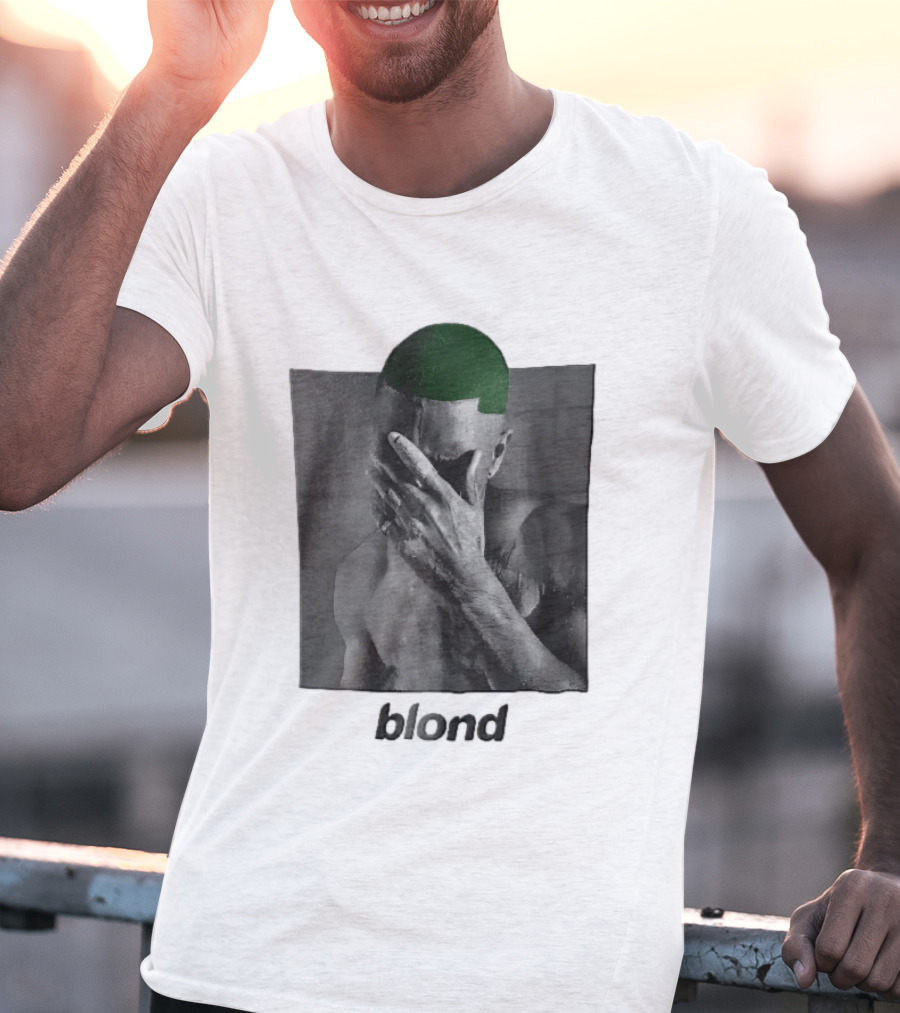 Blond Frank Ocean Green Hair Covering Face Halftone T-Shirt