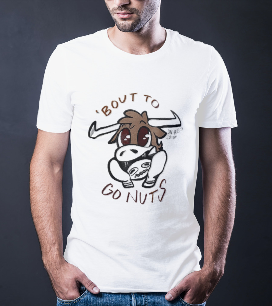 Bout To Go Nuts Cartoon Longhorn Bull Scared T-Shirt