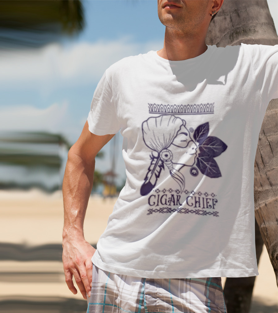Cigar Chief Native American Smoking Profile T-Shirt