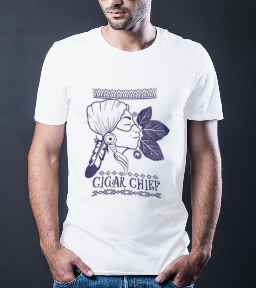 Cigar Chief Native American Smoking Profile T-Shirt