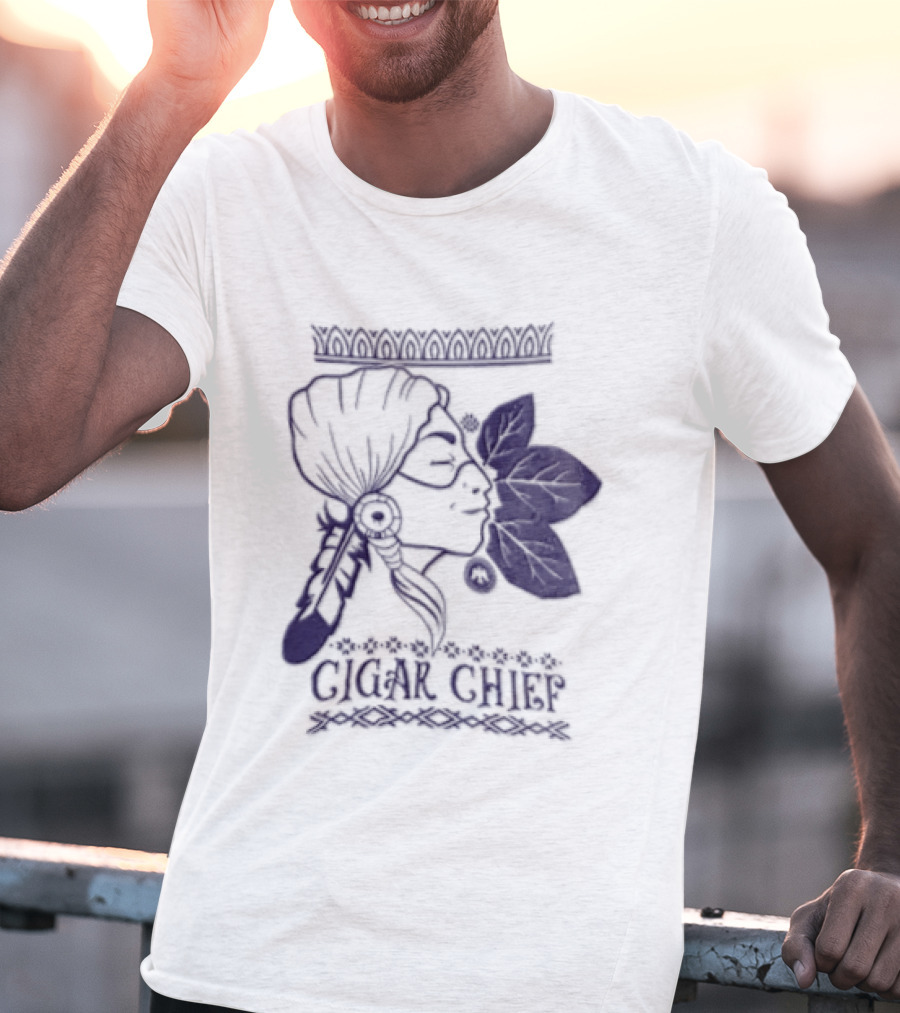 Cigar Chief Native American Smoking Profile T-Shirt