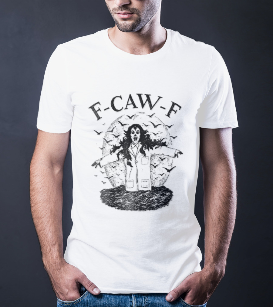 F Caw F Woman Scientist Lab Coat Crows Full Moon T-Shirt