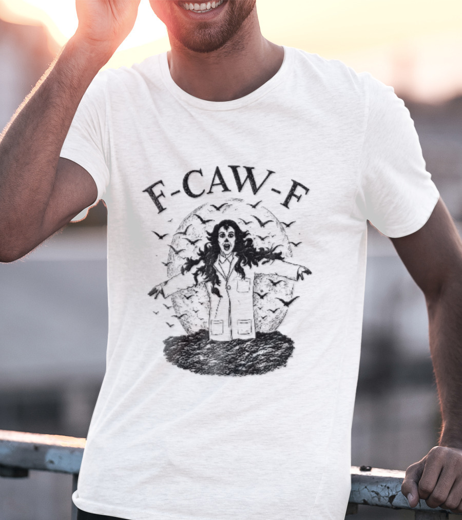 F Caw F Woman Scientist Lab Coat Crows Full Moon T-Shirt