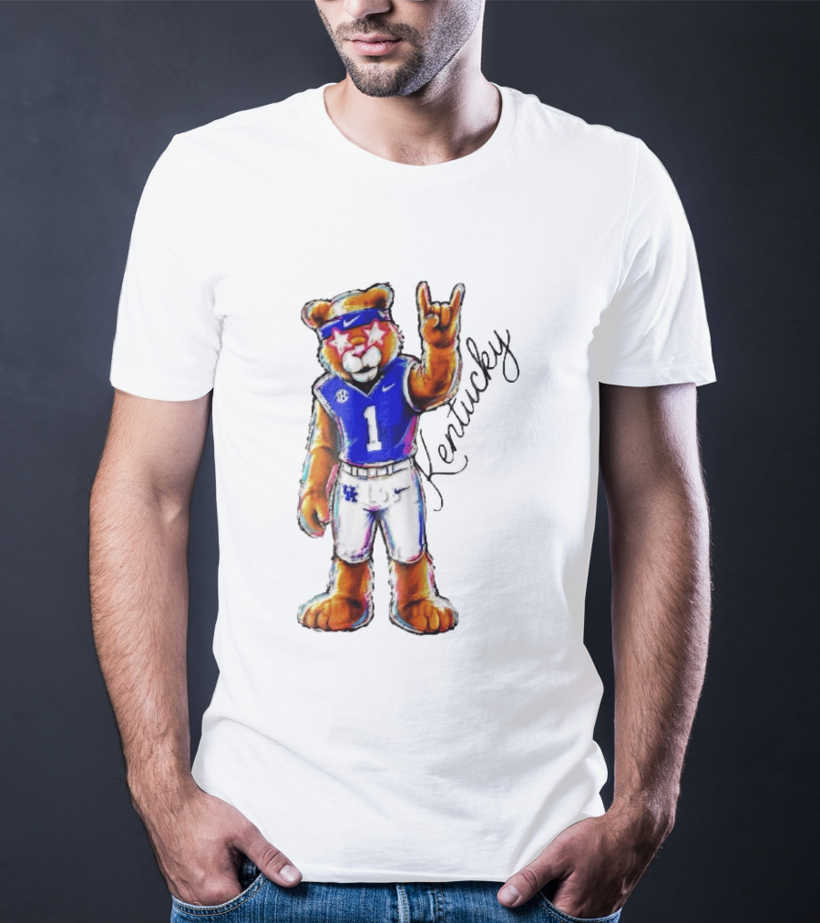 Kentucky Wildcats Mascot NCAA Pink Star Glasses Rock Sign T-Shirt
