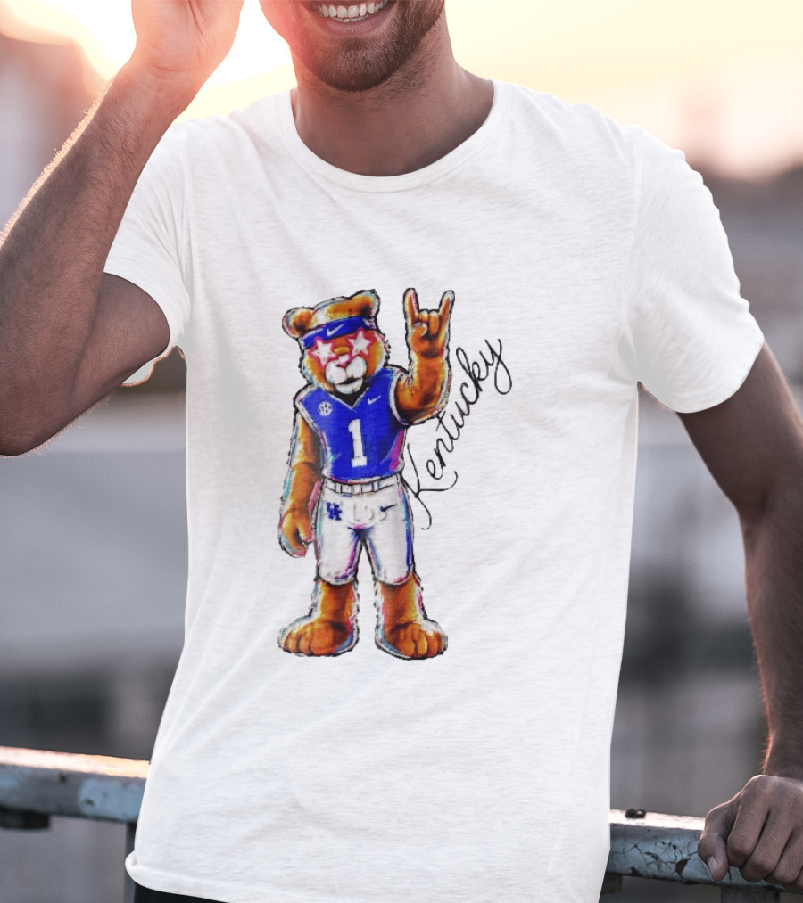 Kentucky Wildcats Mascot NCAA Pink Star Glasses Rock Sign T-Shirt