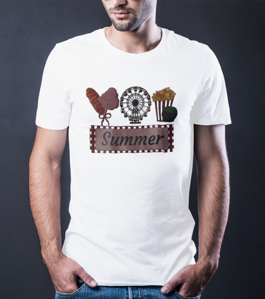 Summer Corn Dog Cotton Candy Ferris Wheel Popcorn Caramel Apple T-Shirt