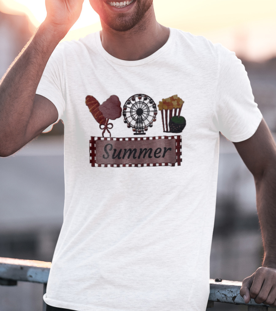Summer Corn Dog Cotton Candy Ferris Wheel Popcorn Caramel Apple T-Shirt