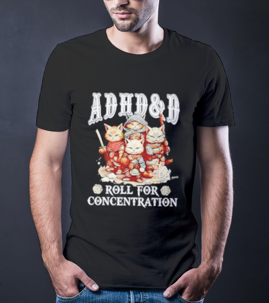 ADHD&D Roll For Concentration Cat Trio Adventure T-Shirt