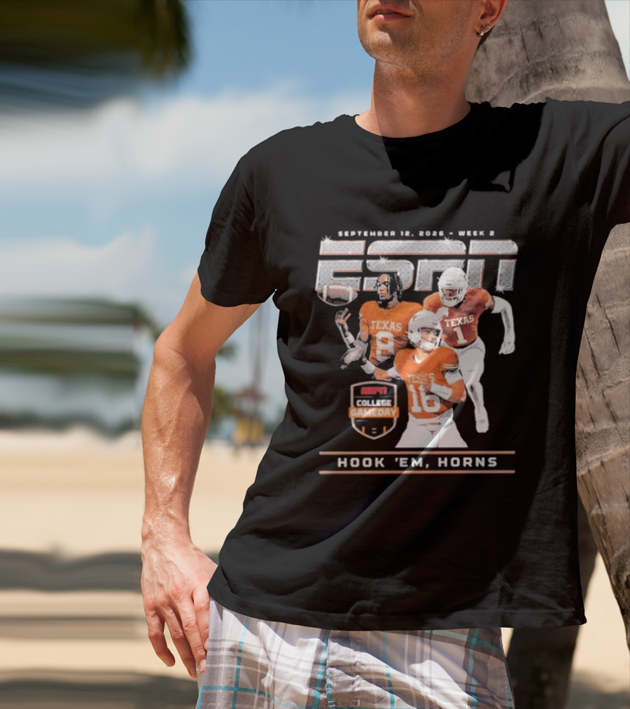 September 12 2026 ESPN College Gameday Texas Longhorns Hook 'Em Horns T-Shirt