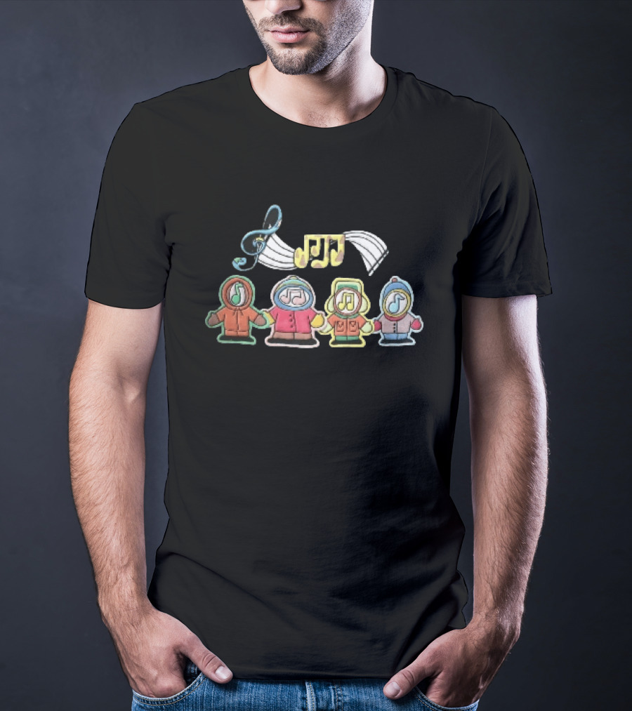Cartoon Boys Treble Clef Musical Notes T-Shirt