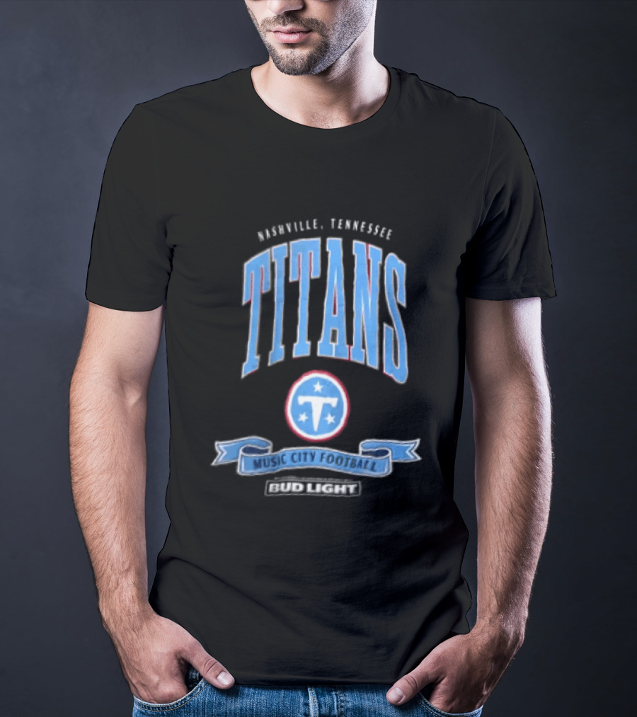 Nashville Tennessee Titans Music City Football Bud Light T-Shirt
