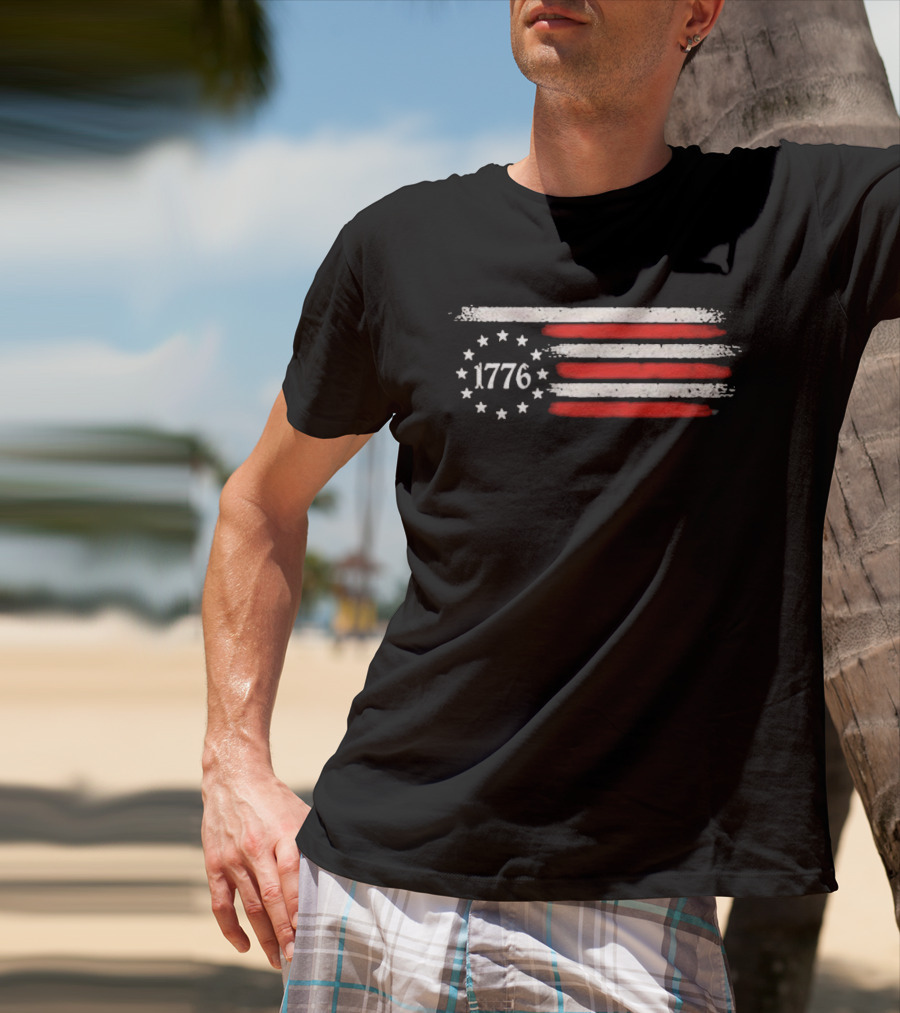 Imagine A Country So Great Even The People 1776 USA Flag Stars Stripes T-Shirt