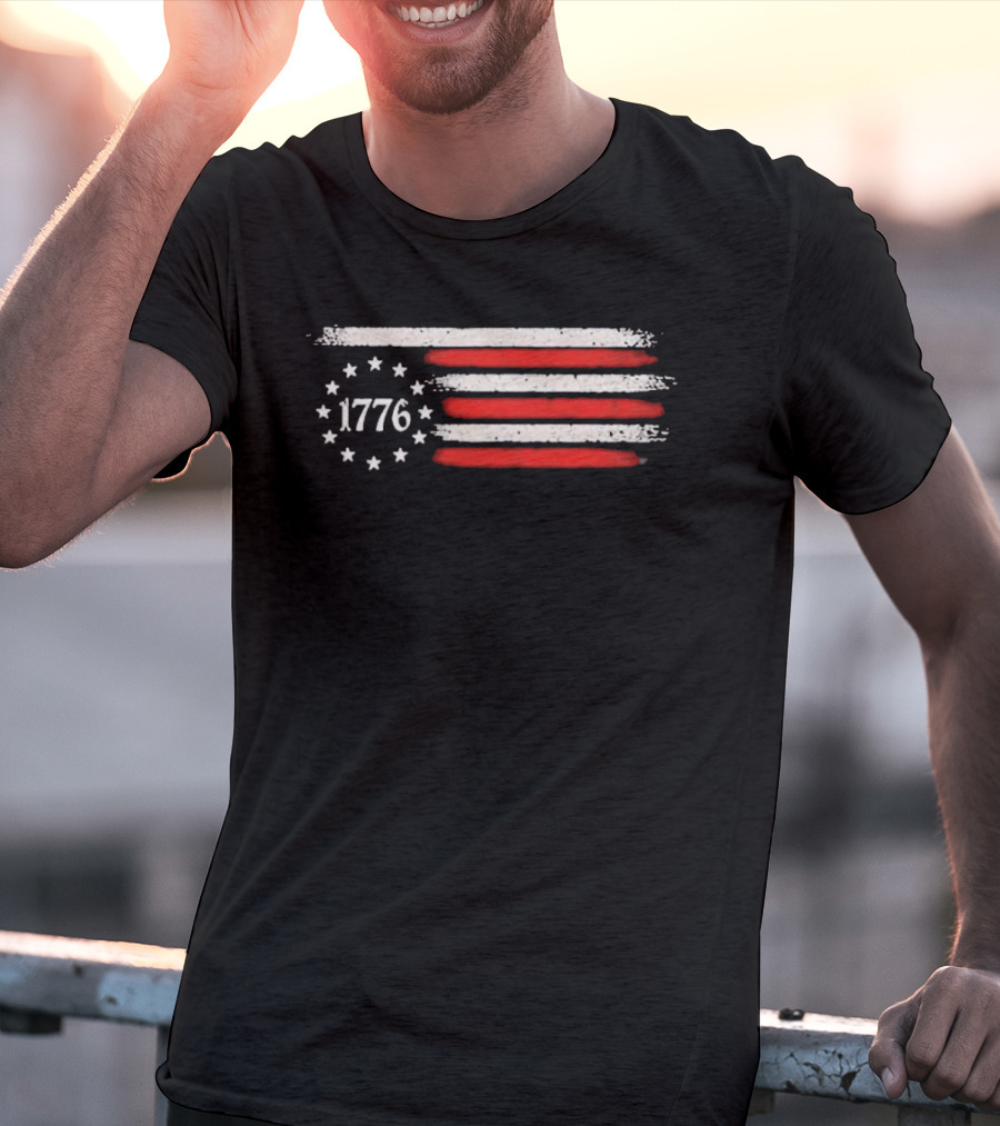 Imagine A Country So Great Even The People 1776 USA Flag Stars Stripes T-Shirt
