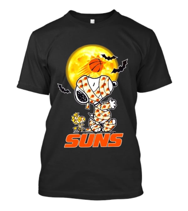 Phoenix Suns Halloween Snoopy Woodstock Mummy Cosplay Moon Basketball Bats T-Shirt