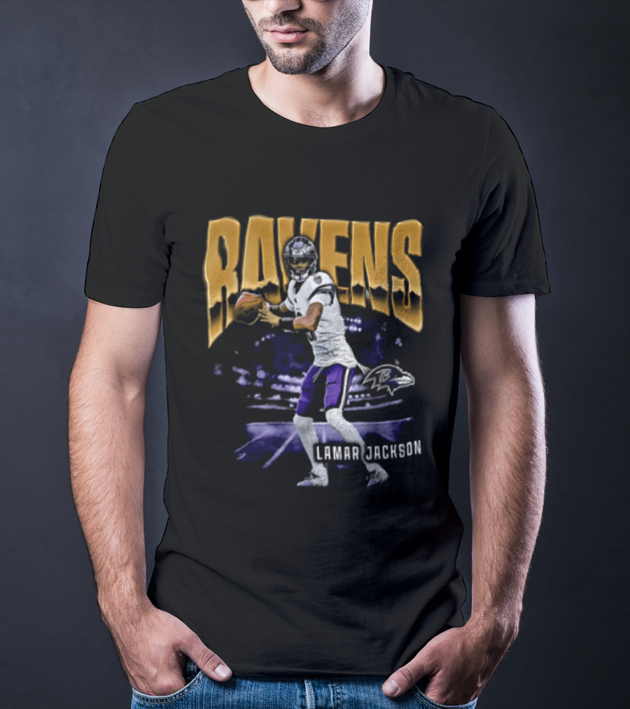 Ravens Lamar Jackson Football Iconic Quarterback T-Shirt