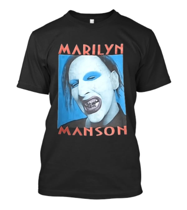 Marilyn Manson Blue Makeup Metallic Teeth Grimace T-Shirt