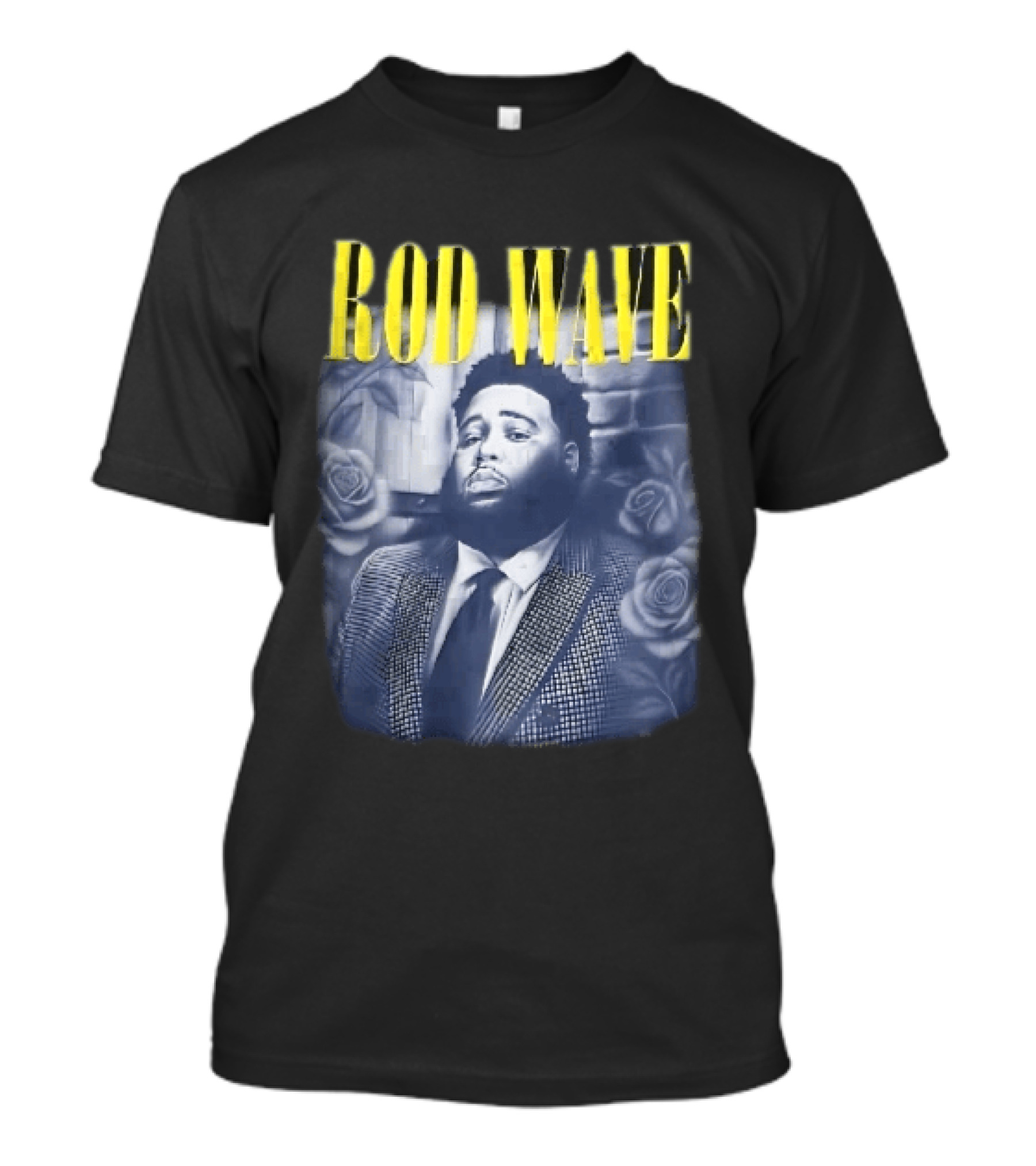 Rod Wave Yellow Bootleg Grayscale Suit Tie Roses Brick Wall T-Shirt