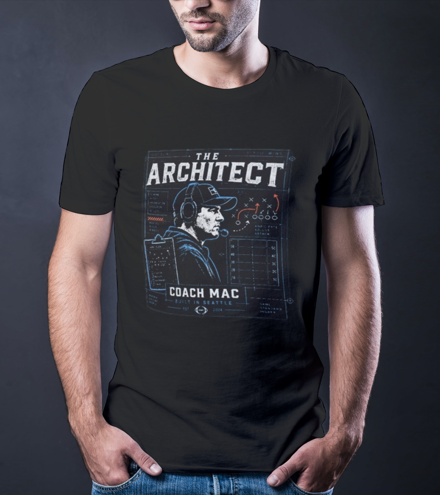 The Architect Coach Mac Built In Seattle Seahawks Strategy Playbook 2024 T-Shirt