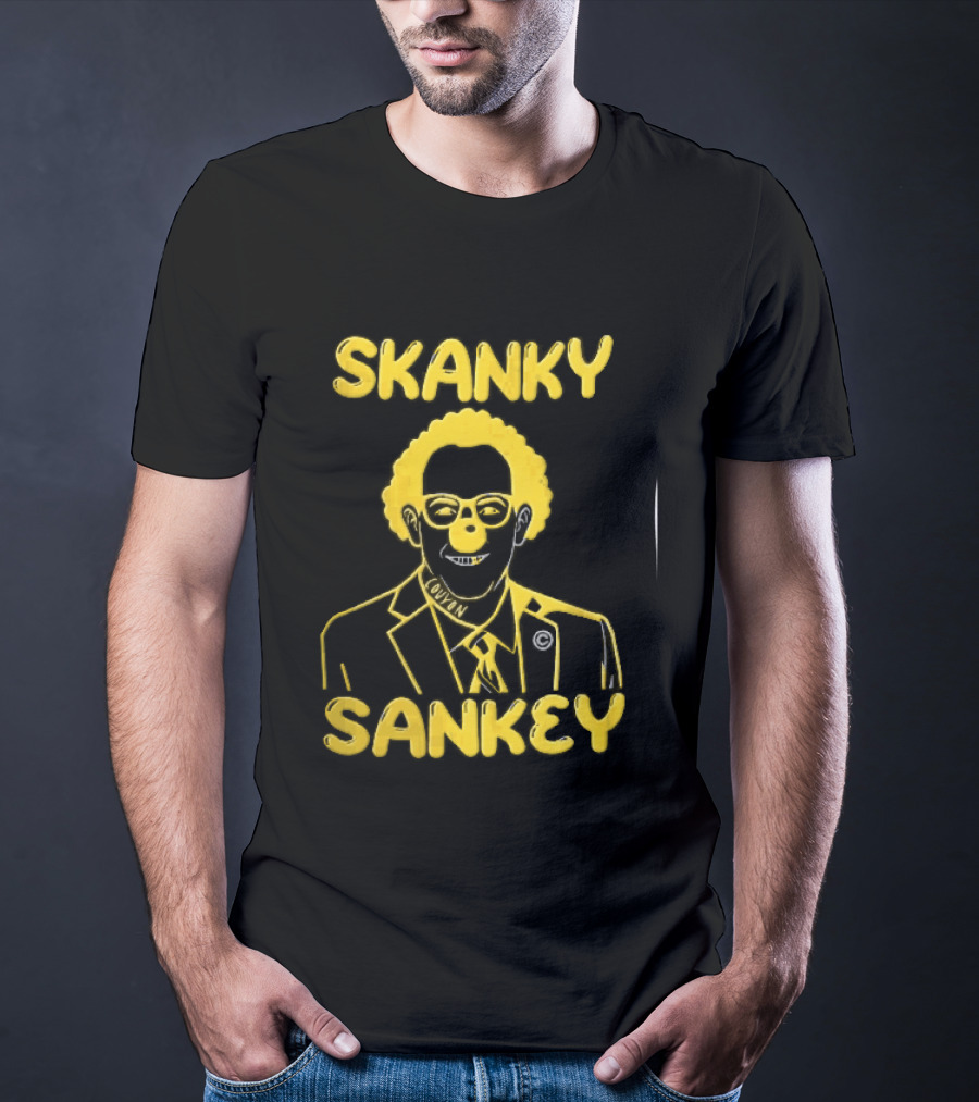 Skanky Sankey Couyon Clown Glasses Yellow Suit Caricature T-Shirt