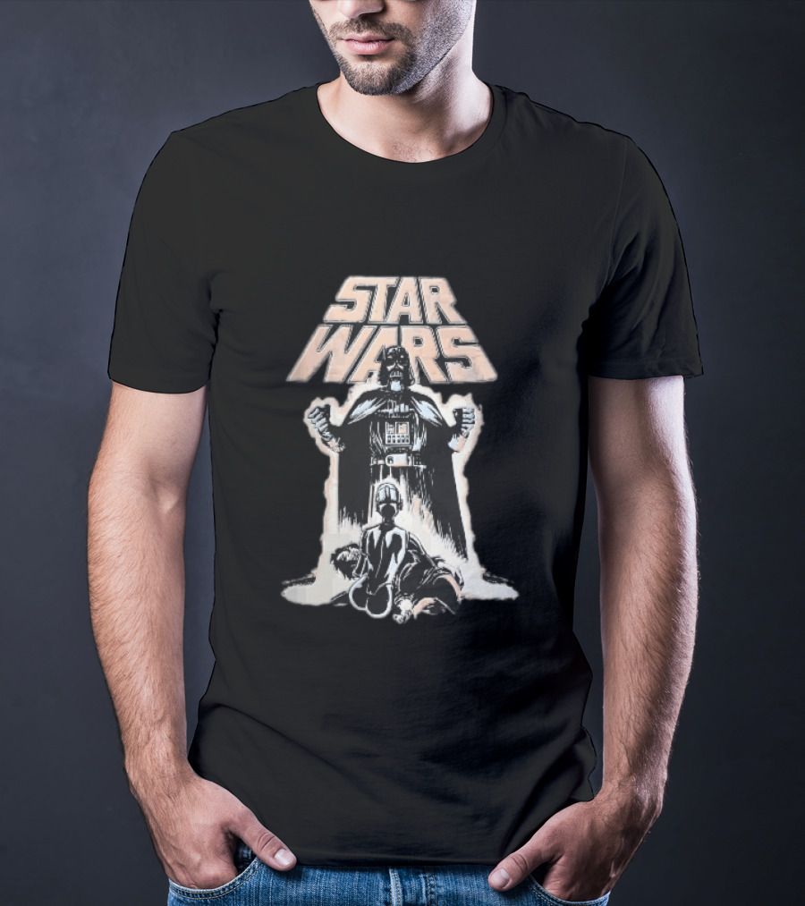 Star Wars Distressed Comic Darth Vader Over Defeated Droid T-Shirt