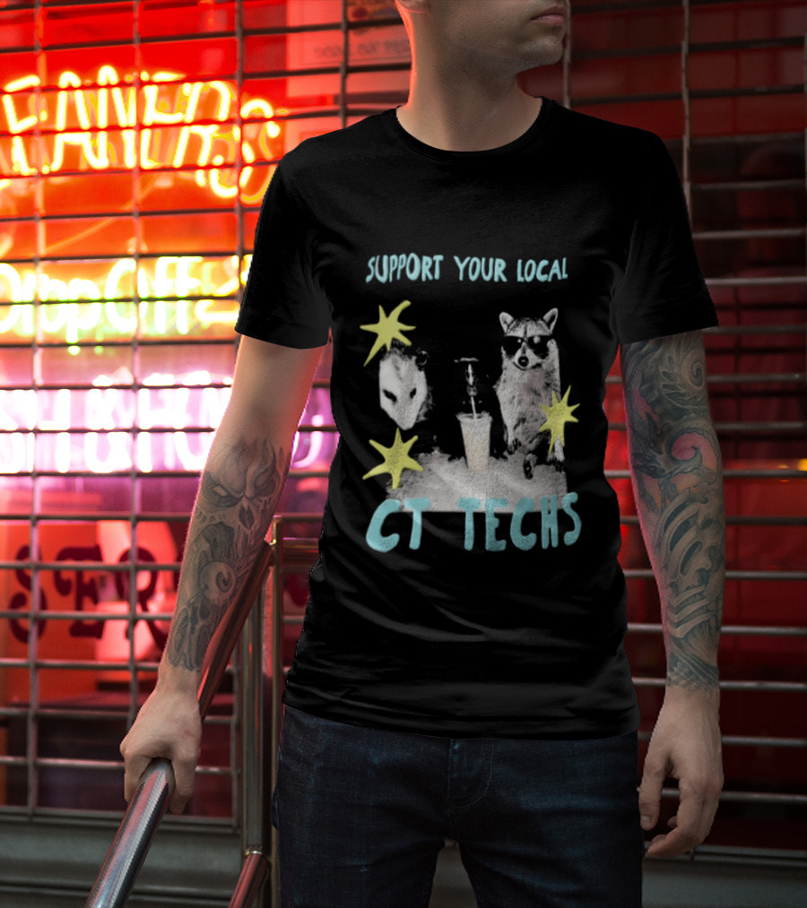Support Your Local CT Techs Opossum Skunk Raccoon Stars T-Shirt
