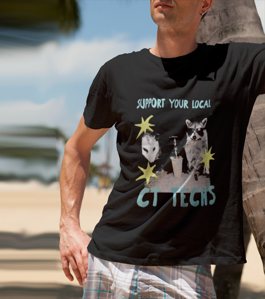 Support Your Local CT Techs Opossum Skunk Raccoon Stars T-Shirt