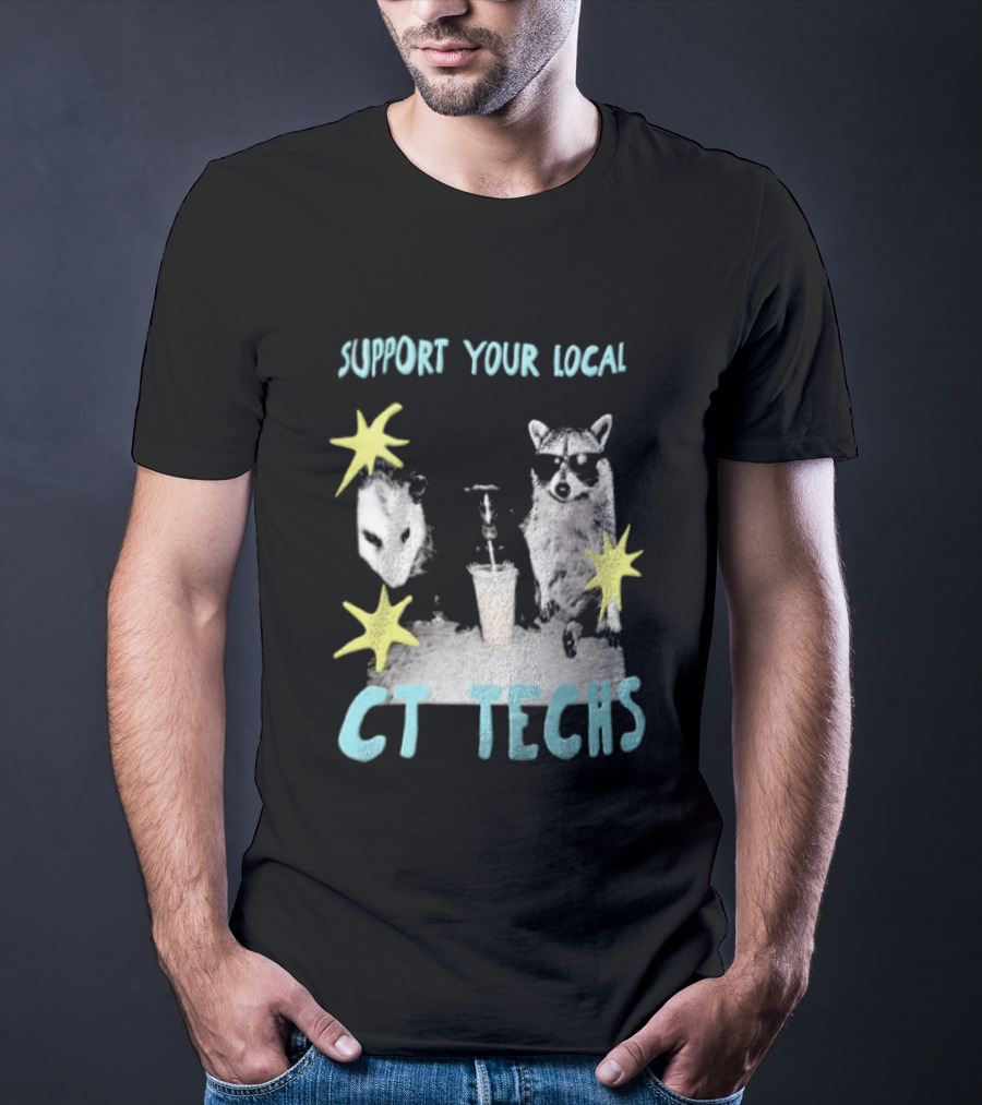 Support Your Local CT Techs Opossum Skunk Raccoon Stars T-Shirt