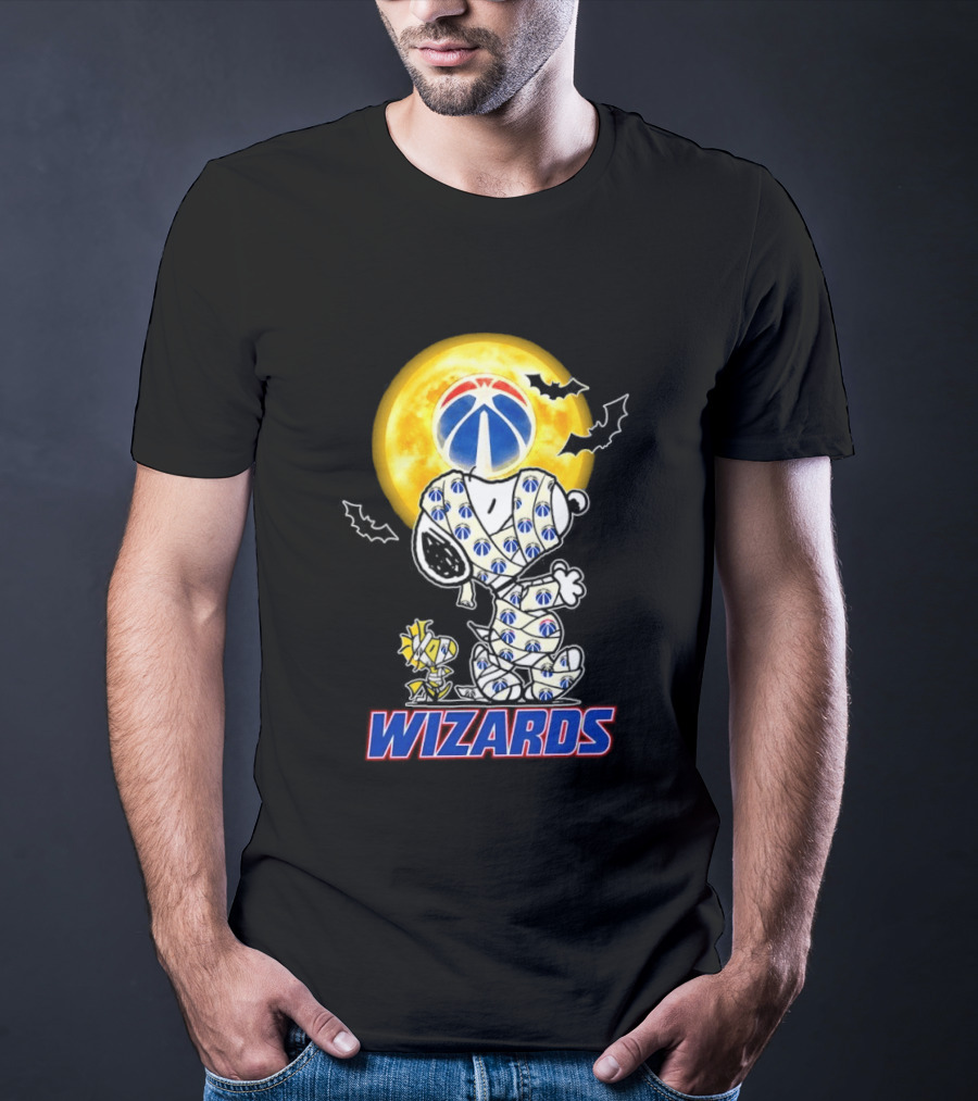 Washington Wizards Snoopy Woodstock Halloween Mummy Full Moon T-Shirt