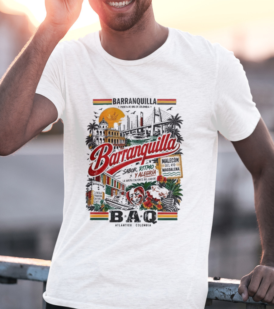 Barranquilla Colombia BAQ Sabor Ritmo Alegria Malecon Atlantico Explora T-Shirt