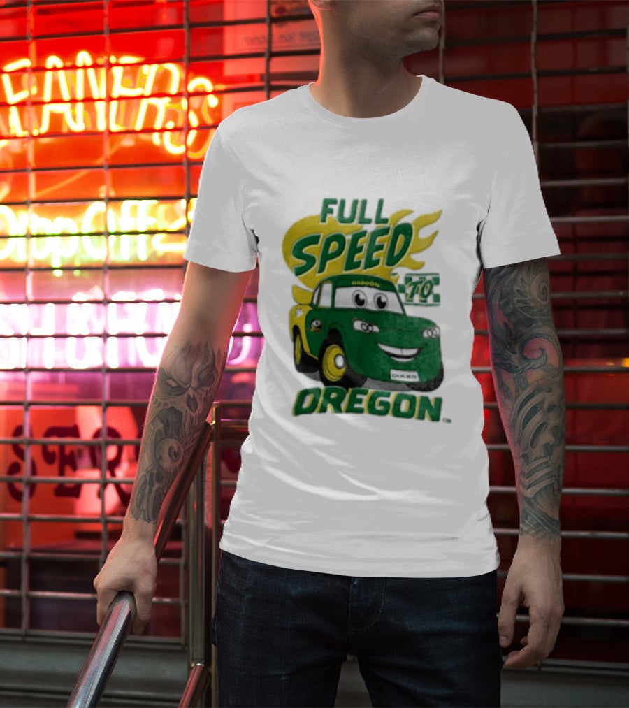 Full Speed Oregon Ducks Car Toon Sporting Team Spirit T-Shirt