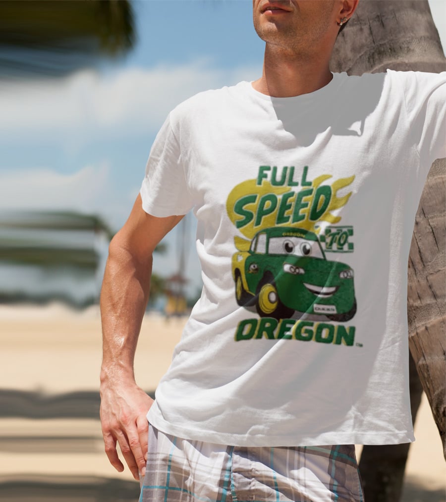 Full Speed Oregon Ducks Car Toon Sporting Team Spirit T-Shirt