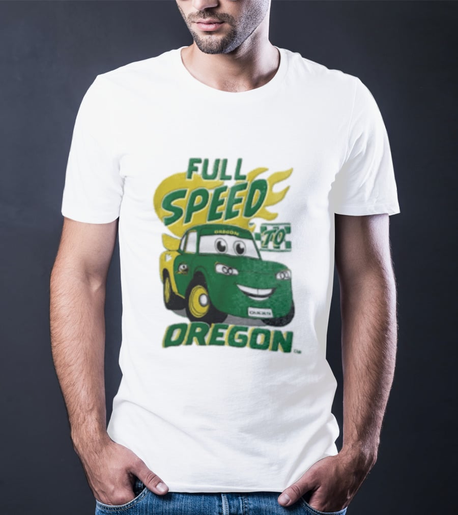 Full Speed Oregon Ducks Car Toon Sporting Team Spirit T-Shirt
