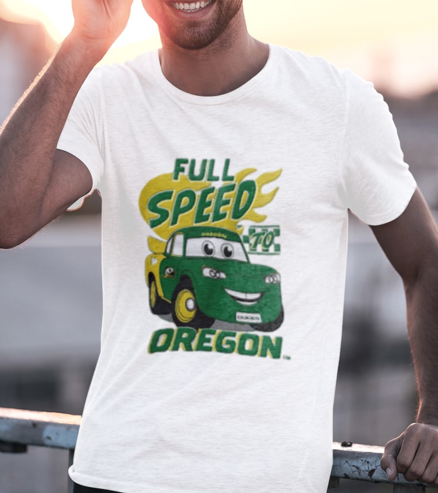 Full Speed Oregon Ducks Car Toon Sporting Team Spirit T-Shirt